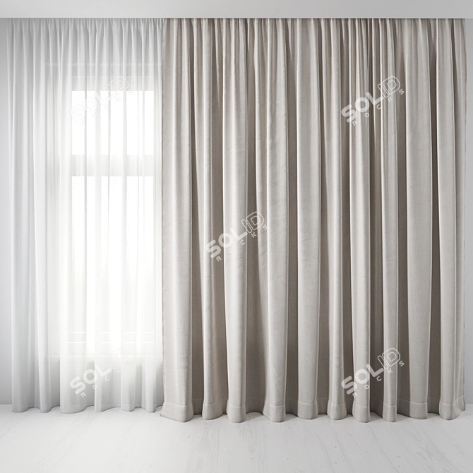 Elegant Window Curtains Set 3D model image 3