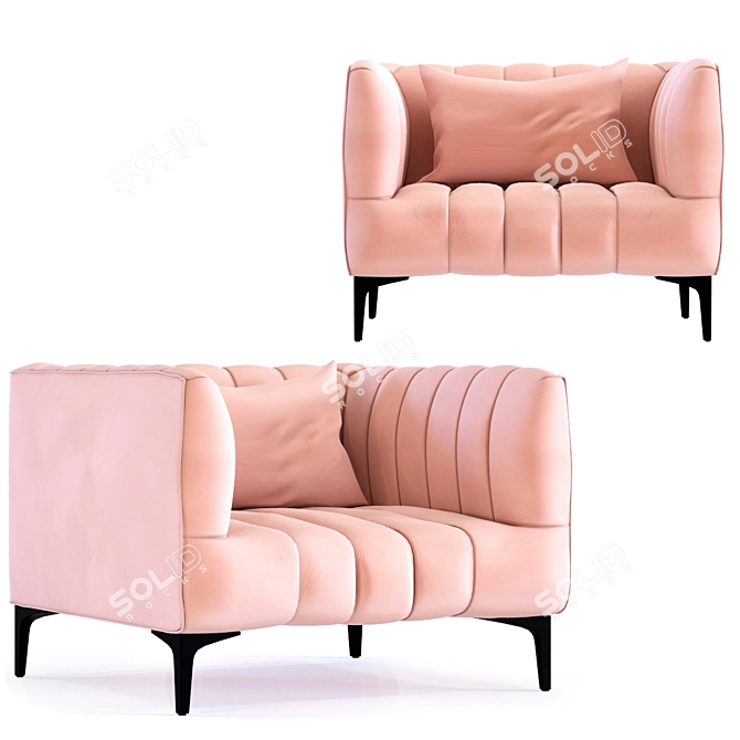 Mauve Velvet Armchair: Urban Elegance 3D model image 1