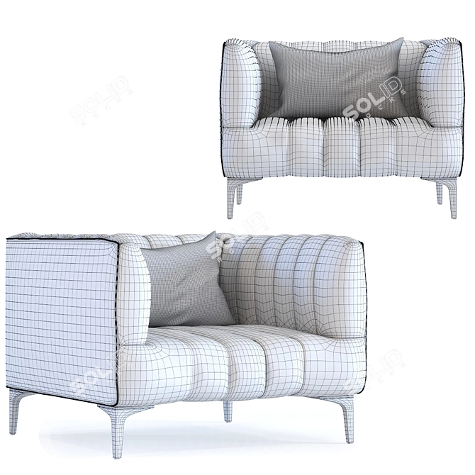 Mauve Velvet Armchair: Urban Elegance 3D model image 2