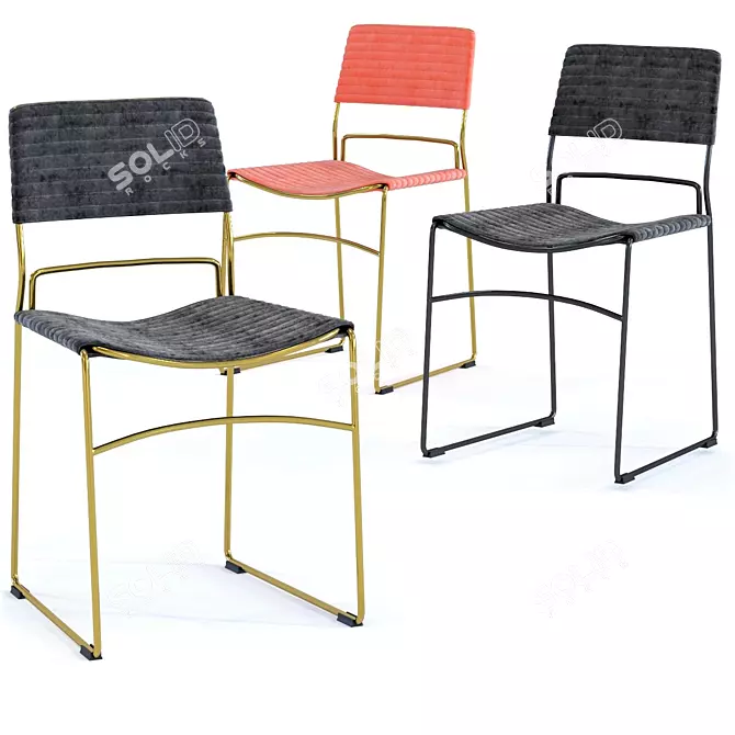 Gold Elegance: Chair Hugo Set 3D model image 1