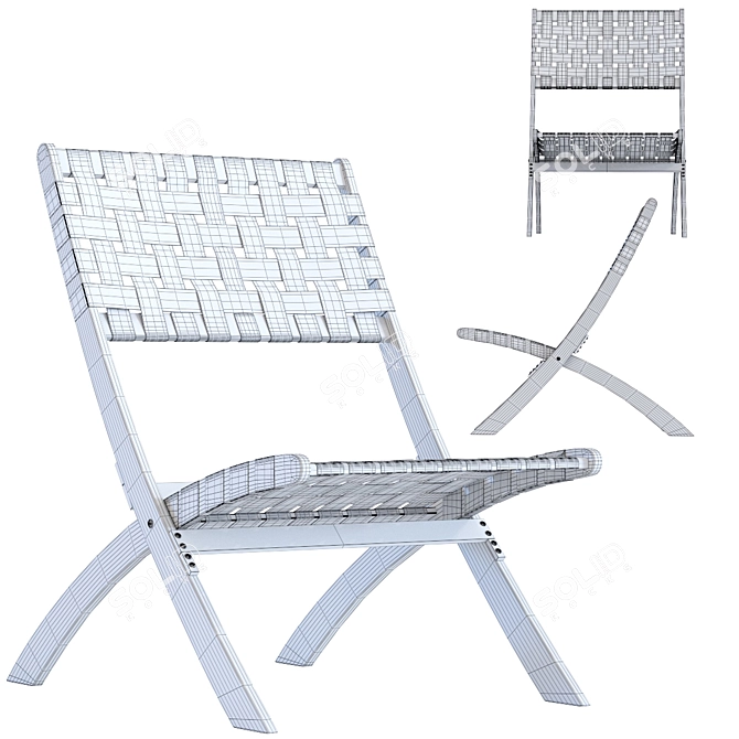 Scandi Style Folding Chair 3D model image 2