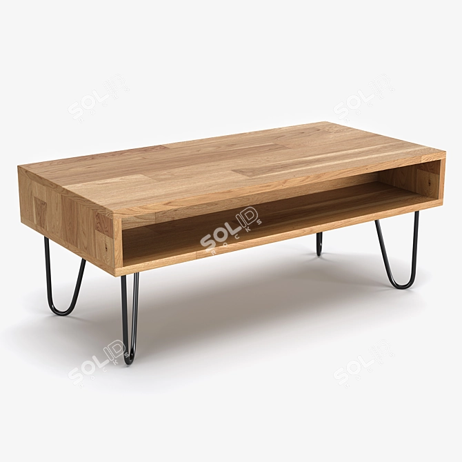  Rustic Oak Coffee Table - Handcrafted Beauty 3D model image 1