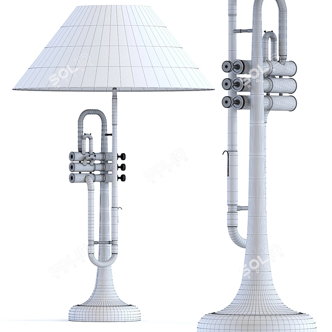 Elegant Trumpet Jazz Gold Lamp 3D model image 2