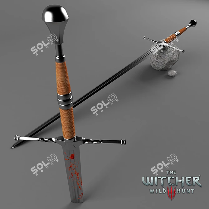 Silver Witcher Sword 3D model image 1