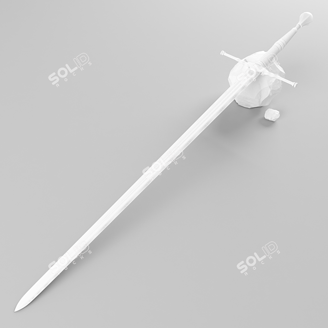 Silver Witcher Sword 3D model image 2