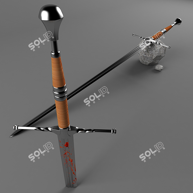 Silver Witcher Sword 3D model image 3