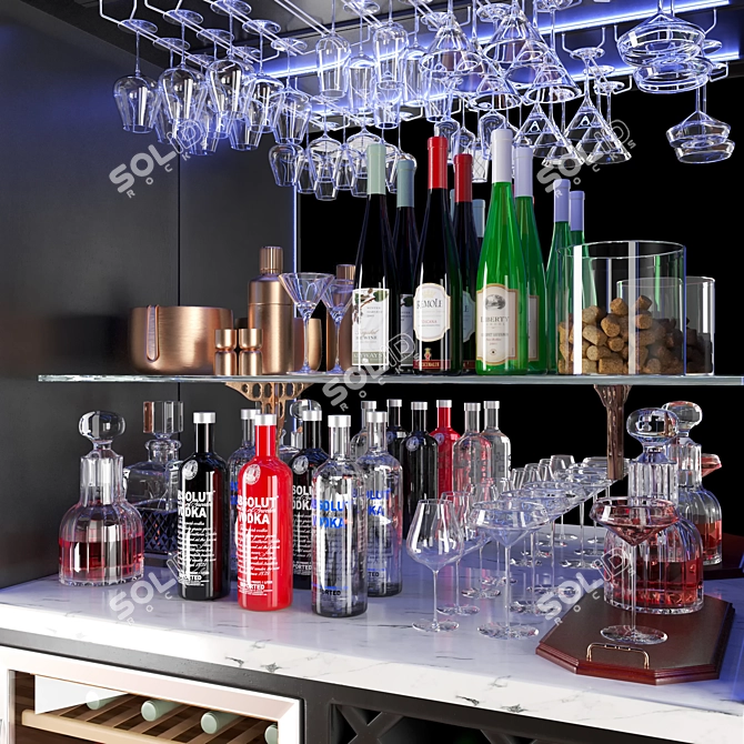 Stainless Wine Bar Closet with Coolers 3D model image 2