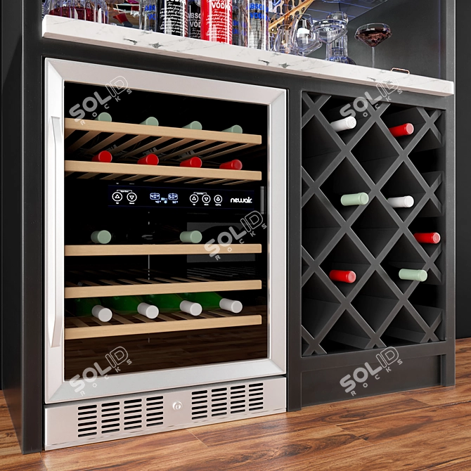 Stainless Wine Bar Closet with Coolers 3D model image 3