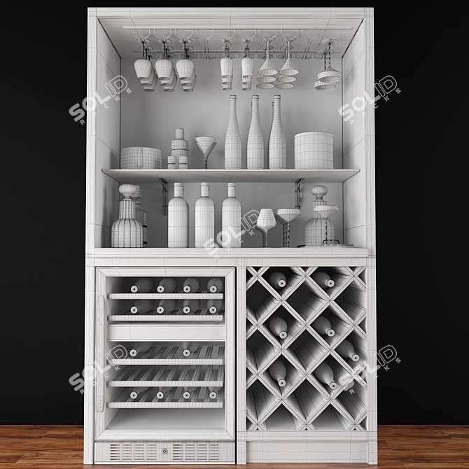 Stainless Wine Bar Closet with Coolers 3D model image 4