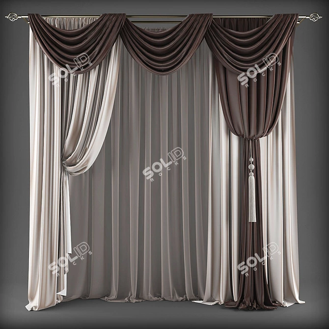 Elegant Sheer Curtains: Polys - 225004, Verts - 229281 3D model image 1