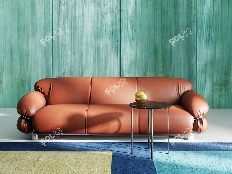 Luxury Italian Leather Sofa 3D model image 1