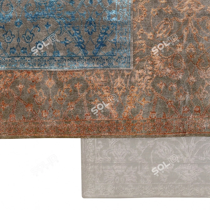 Elegant Flore Hand-Knotted Rug 3D model image 2