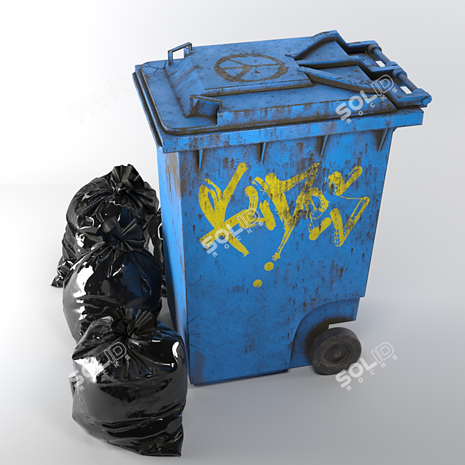 197K Poly Garbage Bin 1: Hires Renders, Turning-Table Preview 3D model image 2