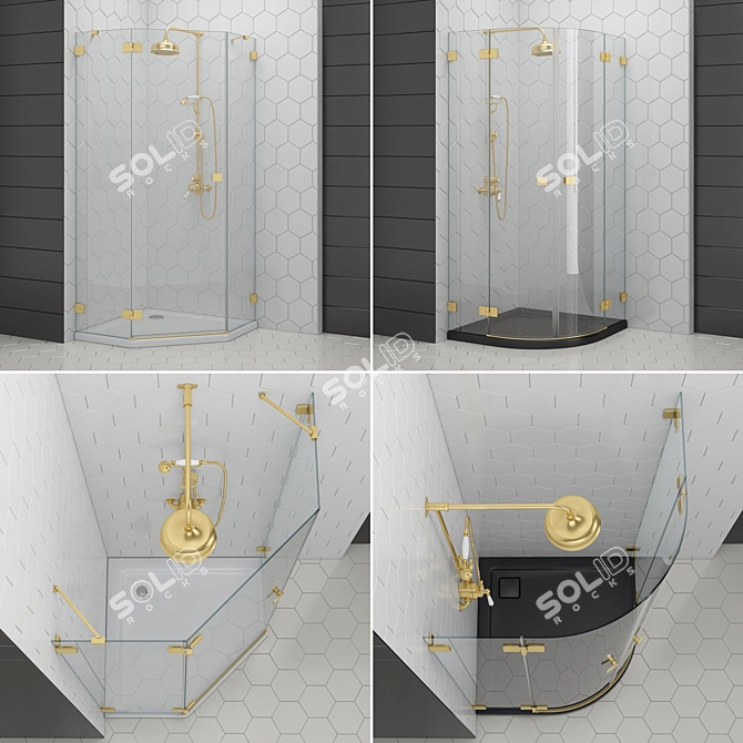 Radaway Essenza Gold Shower Enclosures 3D model image 2