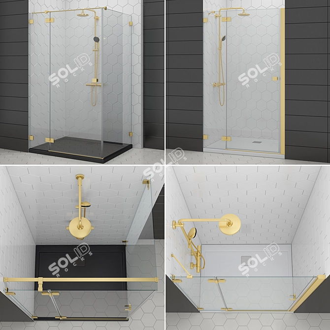 Radaway Essenza Gold Shower Enclosures 3D model image 3