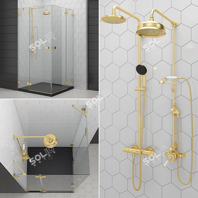 Radaway Essenza Gold Shower Enclosures 3D model image 4