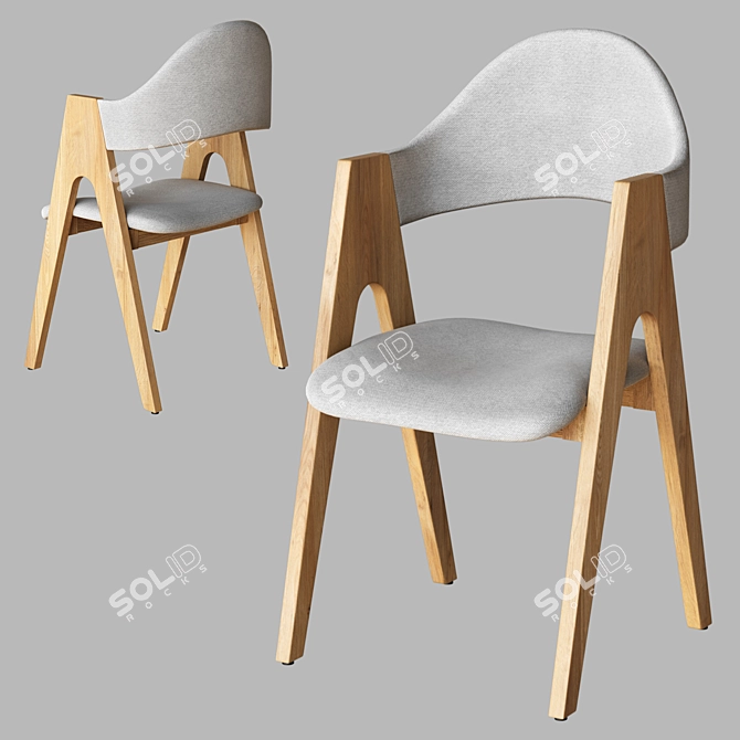 Nordic Design Solid Wood Chair 3D model image 1