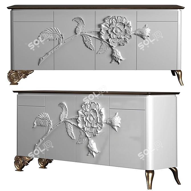 Stresa Collection White Lacquered Sideboard 3D model image 1