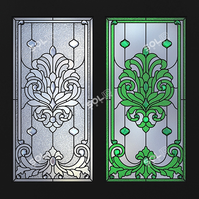 Elegant Stained Glass Window 3D model image 1