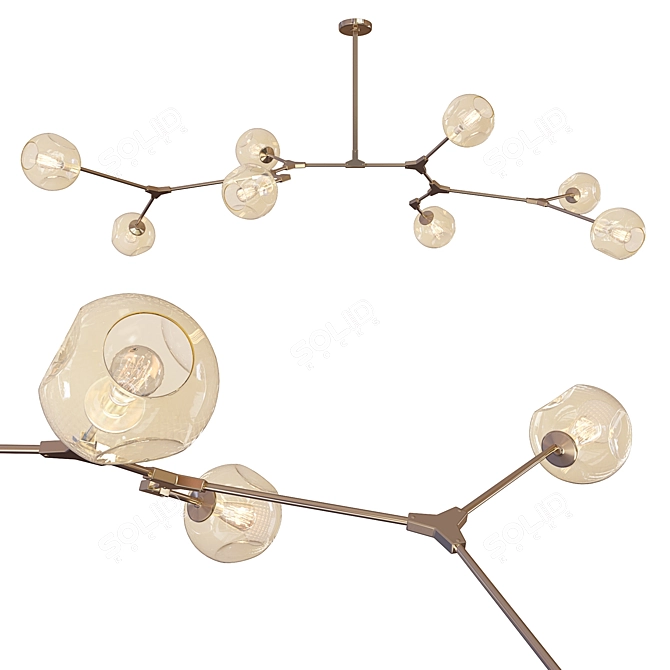 Gilded Branch Pendant Light 3D model image 1