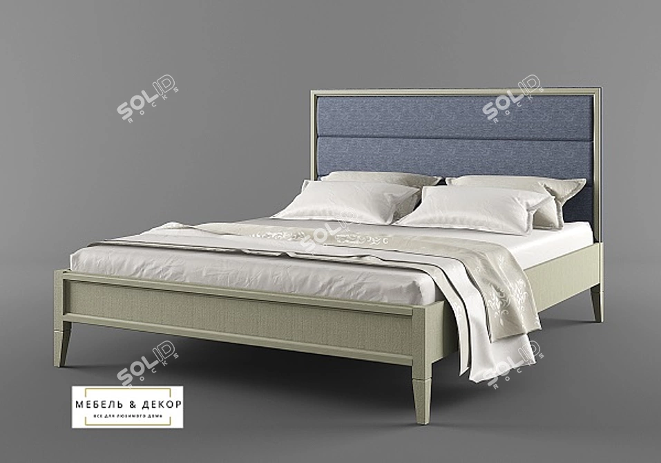 American Style Bed Collection | Saffron & Grey Agate Finish 3D model image 2