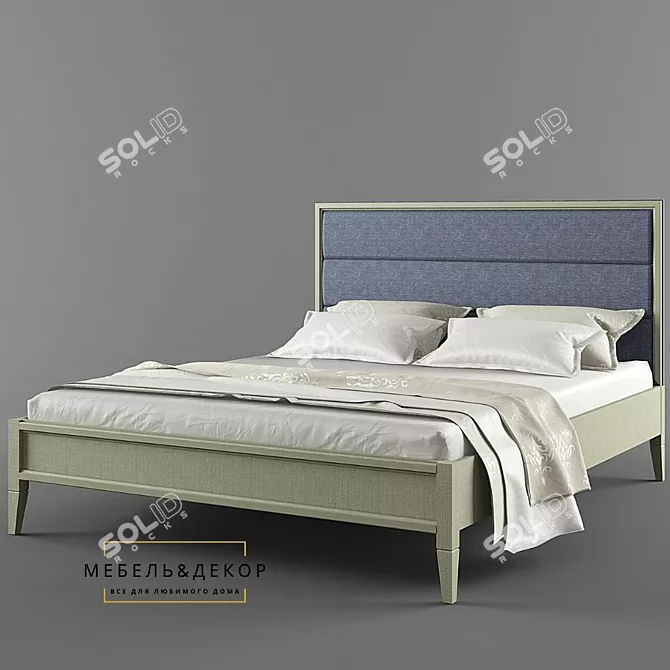 American Style Bed Collection | Saffron & Grey Agate Finish 3D model image 4