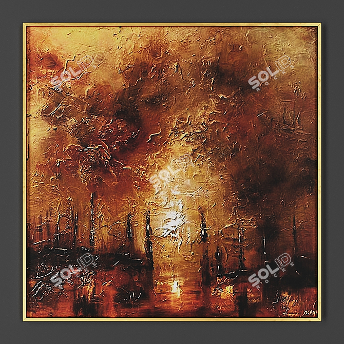 Elegant Gold Framed Art 3D model image 1