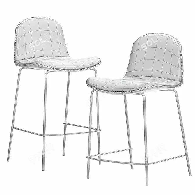 CB2 Primitivo White Counter Stool 3D model image 3