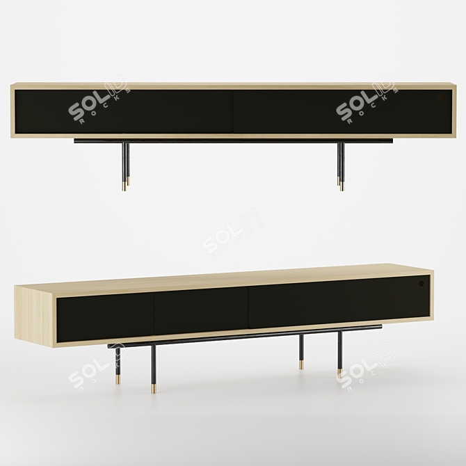 Sleek Black Olive TV Cabinet 3D model image 1