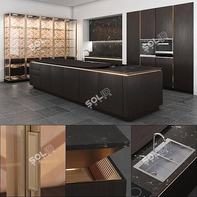 Sleek SieMatic SLX-PURE: High-Quality Kitchen Design 3D model image 1