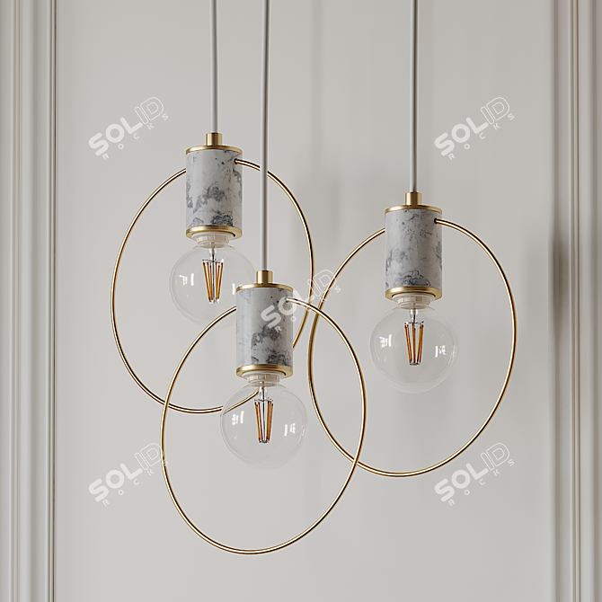 Sleek Geometric Pendant Light 3D model image 1