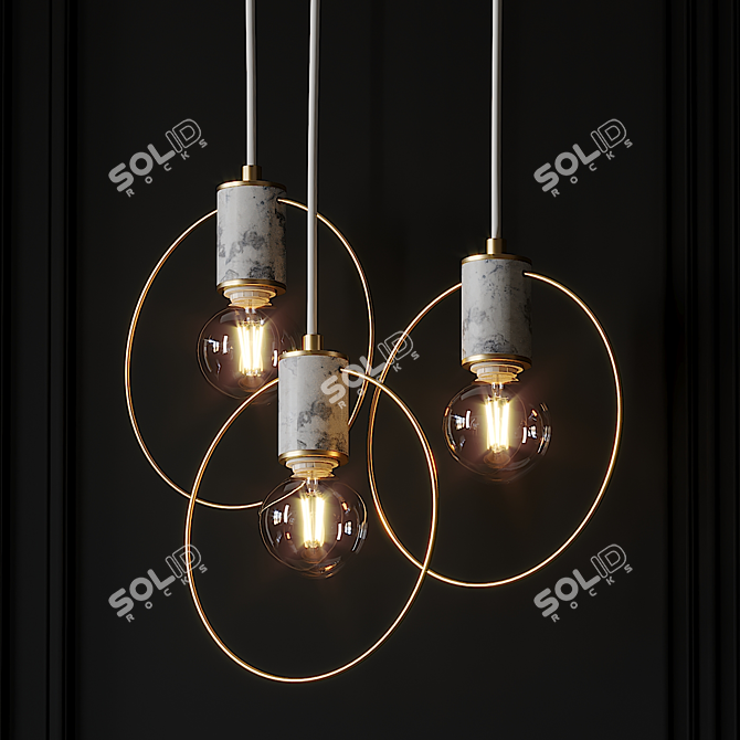 Sleek Geometric Pendant Light 3D model image 2