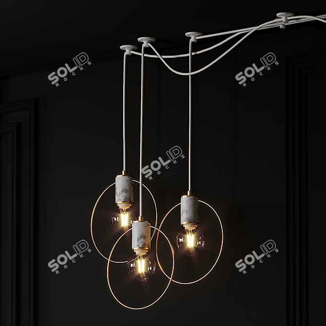 Sleek Geometric Pendant Light 3D model image 3