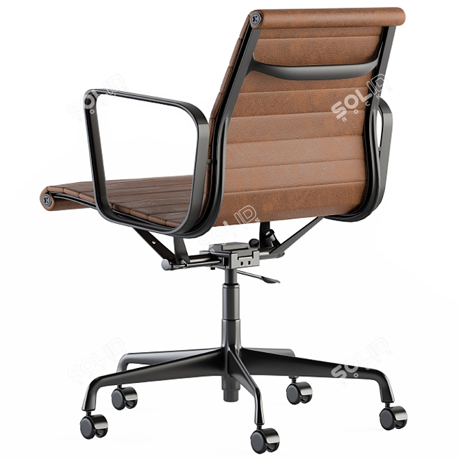 Premium Short Leather Office Chair 3D model image 4