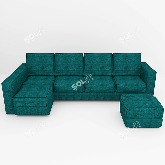 Emerald Corner Sofa with Ottoman 3D model image 2