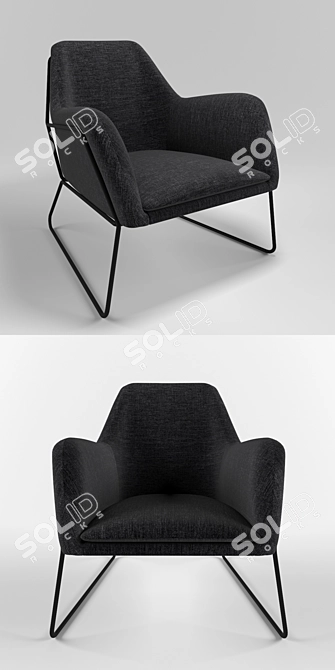 Monochrome Print Industrial Armchair 3D model image 3