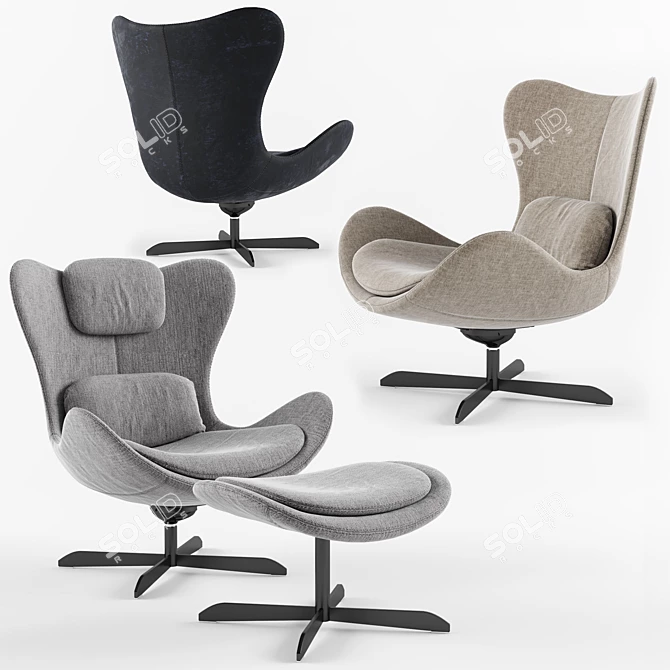 Lazy Swivel Armchair: Sleek Comfort & Style 3D model image 1