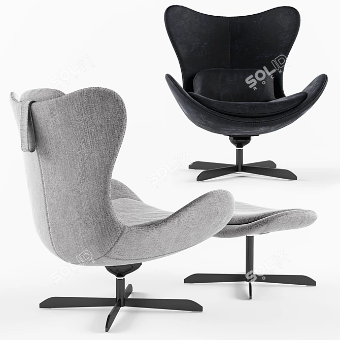 Lazy Swivel Armchair: Sleek Comfort & Style 3D model image 2