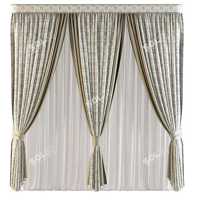 Stylish Window Curtain 561 3D model image 1