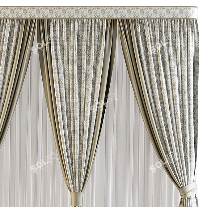 Stylish Window Curtain 561 3D model image 3