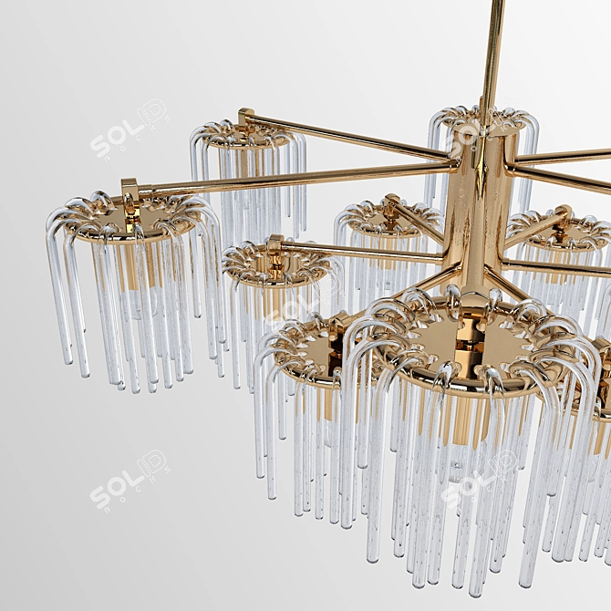 Sleek Gretta 12-Light Linear Chandelier 3D model image 2