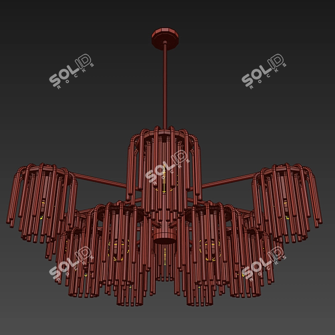 Sleek Gretta 12-Light Linear Chandelier 3D model image 3