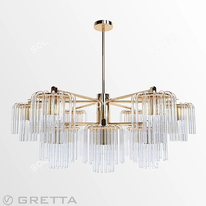 Sleek Gretta 12-Light Linear Chandelier 3D model image 4