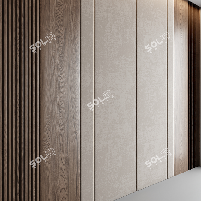 Luxury Wood Veneer Panel Set 3D model image 2