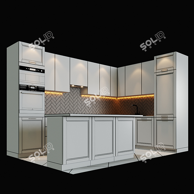 Sleek Kitchen Set 3D model image 3