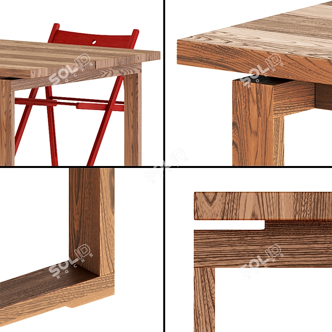 Modern Oak Dining Set 3D model image 2