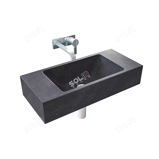 Compact Concrete Sink "Aron" - Modern, Stylish & Space-Saving 3D model image 1