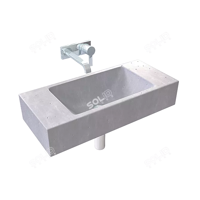 Compact Concrete Sink "Aron" - Modern, Stylish & Space-Saving 3D model image 4