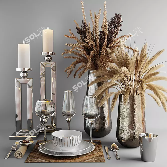 Elegant Table Decor Set 3D model image 1