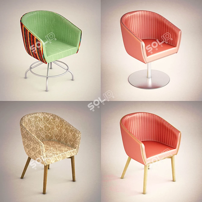 Versatile Dining Bucket Chairs 3D model image 1